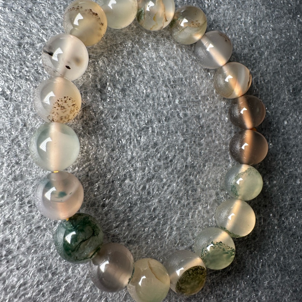 10MM Dendritic Moss Agate Natural Crystal Bracelet